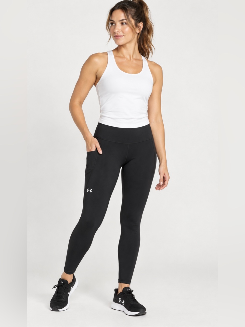 Under Armour Compression Pants Heat Gear Women Size LGT (Large Tall ) Black